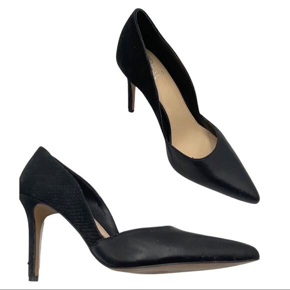 VINCE CAMUTO AIRMOSAH PUMP stilettos heels black leather size 9 - Picture 1 of 11
